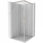 Mexen Rox Dviguba stumdomo du&scaron;o kabina 75 x 75 cm, permatoma, matinio nikelio - 8C2D-075-075-97-00
