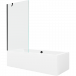 Mexen Cube stačiakampė vonia 180 x 80 cm su dangteliu ir 1-durų ekranu 90 cm, skaidrus, juodas - 550518080X9509000070