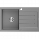 Mexen Bruno vienos kameros granito plautuvė su indaplove 795 x 495 mm, pilka, chromuotas sifonas - 6513791010-71