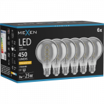Mexen Vintis 6x LED lemputė su siūlo spirale E27, G80, 8W, &Scaron;ilta - 2200K, 450 lm, dūminė - L165-E27-0822-70x06