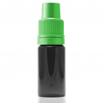 Juodas 10ml pet buteliukas žaliu kam&scaron;teliu