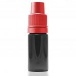 Juodas 10ml pet buteliukas raudonu kam&scaron;teliu