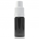 Juodas 10ml pet buteliukas baltu kam&scaron;teliu