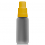 Pilkas 20ml pp buteliukas geltonu kam&scaron;teliu