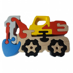 Wooden puzzle excavator handmade machine constructions massive beech wood toy utility vehicle gift for boys wooden car carrier