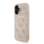 Guess PU Leather 4G Colored Ring Strap MagSafe dėklas skirtas Apple iPhone 16 rožinės spalvos