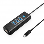 Orico PW3UR25-C3 USB Hub 4-Port 3x USB-A 3.0 1x RJ45 2.5G Ethernet 0.5m – Black