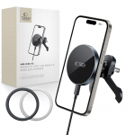 Juodas automobilinis magnetinis telefono laikiklis su 15W belaidžiu krovimu „Tech-Protect MM15W-V5 Stable Vent”