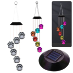 &bdquo;Solar Garden&ldquo; LED &scaron;viestuvas su &scaron;unų letenų formos varpeliais, spalvotais, 70 cm