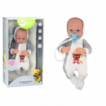 Kūdikių lėlė su čiulptuku, antklode ir kombinezonu + aksesuarų rinkinys, 35 cm