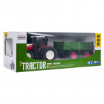 Raudonas R/C traktorius su žalia puspriekabe