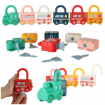 Edukacinis Montessori žaidimas traukinukas su spynelėmis