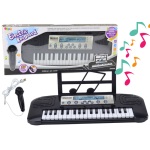 Elektrinis pianinas vaikams su mikrofonu, 37 klavi&scaron;ai, melodijos, juodos spalvos