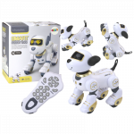 RC valdomas interaktyvus &scaron;okantis robotas-&scaron;uo, vykdantis komandas, auksinės spalvos