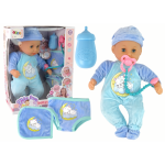 &bdquo;Baby Doll&ldquo; lėlė su garsiniu čiulptuku ir kitais priedais, mėlynos spalvos