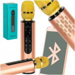"Bluetooth" belaidis karaokės mikrofonas auksinis