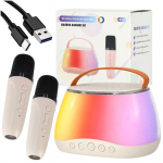 Karaokės rinkinys "Bluetooth" garsiakalbis LED RGB 2 mikrofonai USB