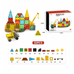 3D statybinės magnetinės plytos 50 elementų