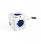 Ilgiklis PowerCube Extended 4 lizdų (mėlynų), 1,5 metrų ir su 2 USB lizdais
