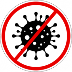 Lipnus ženklas 12cm CORONA VIRUSUI NE (apvalus)