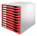 Dokumentų stovas Esselte Leitz, A4, 10 stalčių, raudonas, 52810025