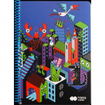 Sąsiuvinis HAPPY COLOR Me&CITY, B5 80 lapų su spirale, langeliais plastikiniu vir&scaron;eliu