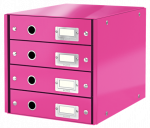 Dokumentų spintelė Leitz Click & Store WOW,  4 stalčiai, rožinė, 6049-00-23