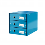 Dokumentų spintelė Leitz WOW, Cabinet Click,&Store, 3 stalčiai, mėlyna spalva 60480036