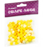 Dekoracija pomponai žaislams daryti Fandy, 10mm, 120 vnt., geltonos sp.