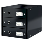 Dokumentų spintelė Leitz WOW, Cabinet Click,&Store, 3 stalčiai, juoda