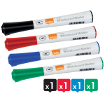 Žymekliai baltai lentai NOBO Glide FINE, 4 spalvų rinkinys