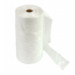 Plastikiniai mai&scaron;eliai su rankenomis HDPE, 9 mikr, 21 + 11 x 45 cm, 500 vnt / ritė, skaidrus