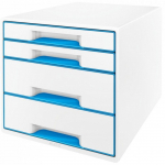 Dokumentų spintelė Leitz WOW, 4 stalčių, mėlyna/balta