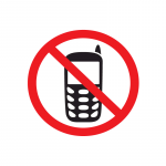 Ženklas DRAUDŽIAMA NAUDOTIS MOBILIAISIUOJU TELEFONU, 12 x 12 cm