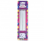 Gimtadienio žvakutės PENWORD, 12 cm, 12 vnt. sidabrinės