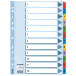 Skirtukai Esselte MYLAR A4, 1-12, su spalvom ir skaičiais, karto