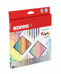 Spalvoti pie&scaron;tukai KORES KOLORES STYLE, tribriauniai, 3mm, 26 spalvos (6 metalizuotos, 4 pastelinės