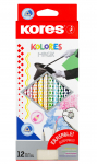 Spalvoti pie&scaron;tukai KORES KOLORES MAGIK, tribriauniai, 3mm, i&scaron;trinami, 12 spalvų + trintukas