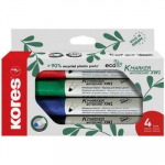 Žymekliai baltai lentai KORES ECO XW1, 4 spalvų rinkinys