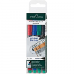 Permanentinis žymeklis su trintuku CD/DVD diskams FABER CASTELL MULTIMARK F, 0,6mm, 4 sp. komplektas
