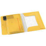 Aplankas Leitz COSY A4 su 3 atvartais ir guma, plastikinis, geltonas, su papildomu vidiniu vokeliu