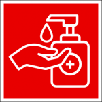 Lipnus ženklas 12x12 cm DEZINFEKUOKITE RANKAS