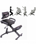 Ergonomi&scaron;kai suprojektuota kelio kėdė su nugara ir rankena Biuro priklaupimo kėdė Ergonomi&scaron;ka laikysena Odinė juoda kėdė