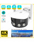 ANSHICAT Lauko 4K 8MP 4MP 180&deg; itin plataus matymo kampo panoraminė WIFI dvigubo objektyvo fiksuota IP kamera