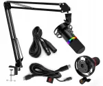 Dinaminis mikrofonas Redragon SOLARA GM307, kardioidinis, RGB, USB-C, XLR