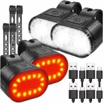 LED dviračio žibintų rinkinys 800 lm USB C, atsparūs vandeniui