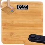 Elektroninės bambukinės vonios svarstyklės su LCD, 180 kg, temperatūros rodmuo