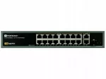 Tinklo jungiklis su PoE, 16 kamerų, 2 uplink, 1 SFP, 250W, Extend režimas