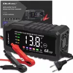 Įkroviklis Qoltec 52494, 12V 6A, skirtas AGM, GEL, LiFePO4, su LCD ekranu, mikroprocesorinis