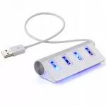 USB &scaron;akotuvas, 4 jungtys, su LED lemputėmis